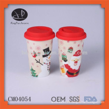 Christmas gift item ceramic travel coffee mug thermal mug with lid